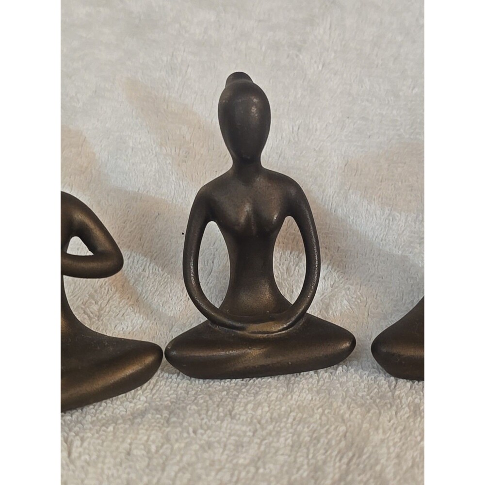OwMell Lot of 4 Meditation Yoga Pose Statue Figurine Ceramic Yoga Figure Set - Picture 3 of 7